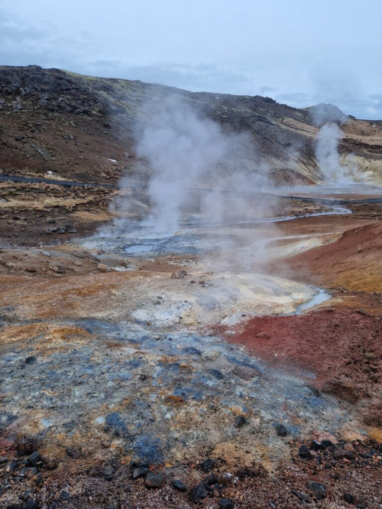 Seltún Geothermal Area - garuojančių požeminių versmių pezažas